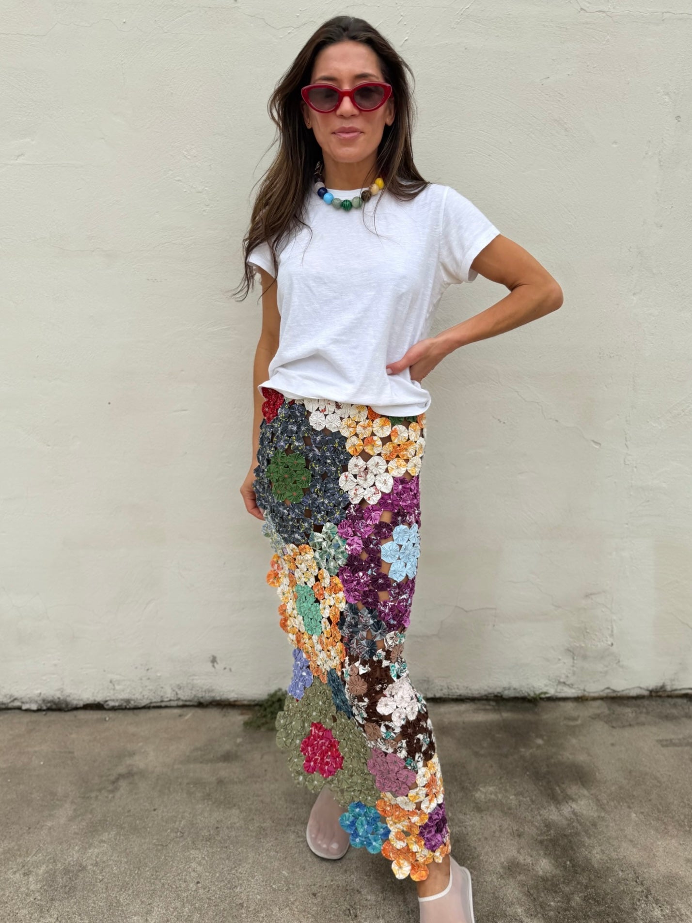 Yo-yo Faux Wrap Maxi Skirt in Flowerbomb