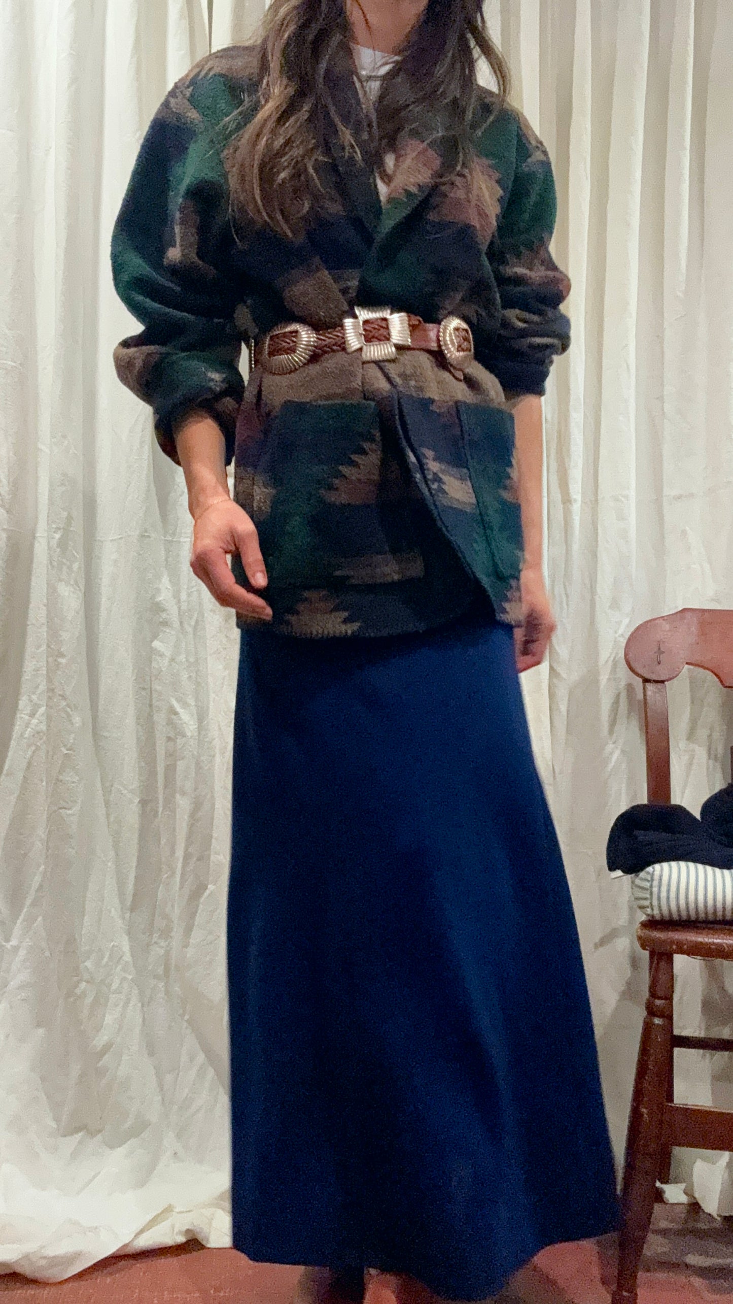 Western Blanket Jacket Blue/Green