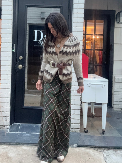 Green/Brown Plaid Skirt