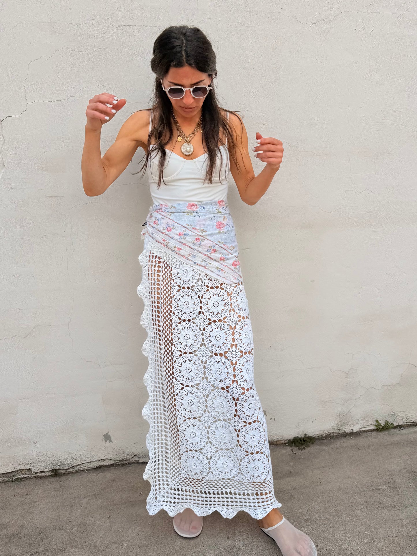 Crochet Doilies Maxi Skirt
