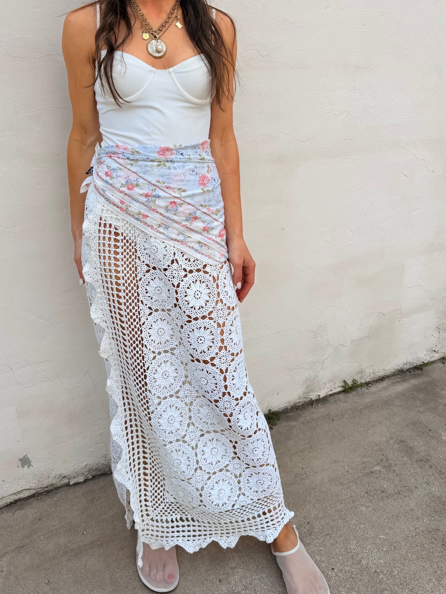 Crochet Doilies Maxi Skirt