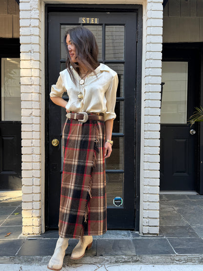 Fringe Wool Wrap Skirt