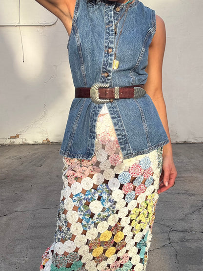 Yo-yo Maxi Skirt White Square