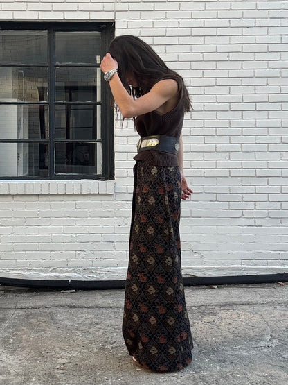 Metallic Tapestry Knit Skirt