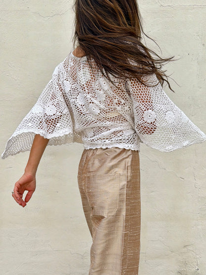 Raw Silk Drawstring Pant