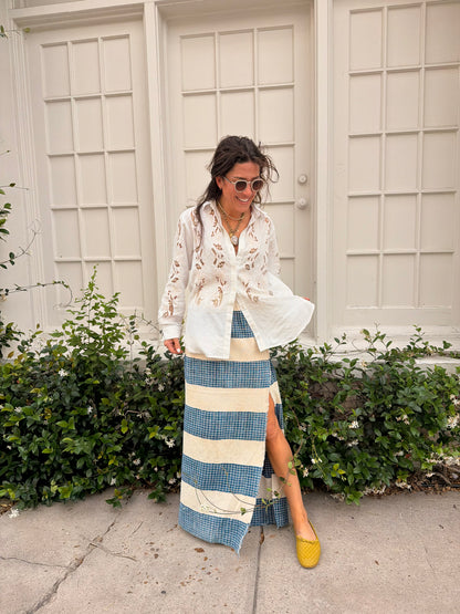 Denim Stripe Baule Skirt