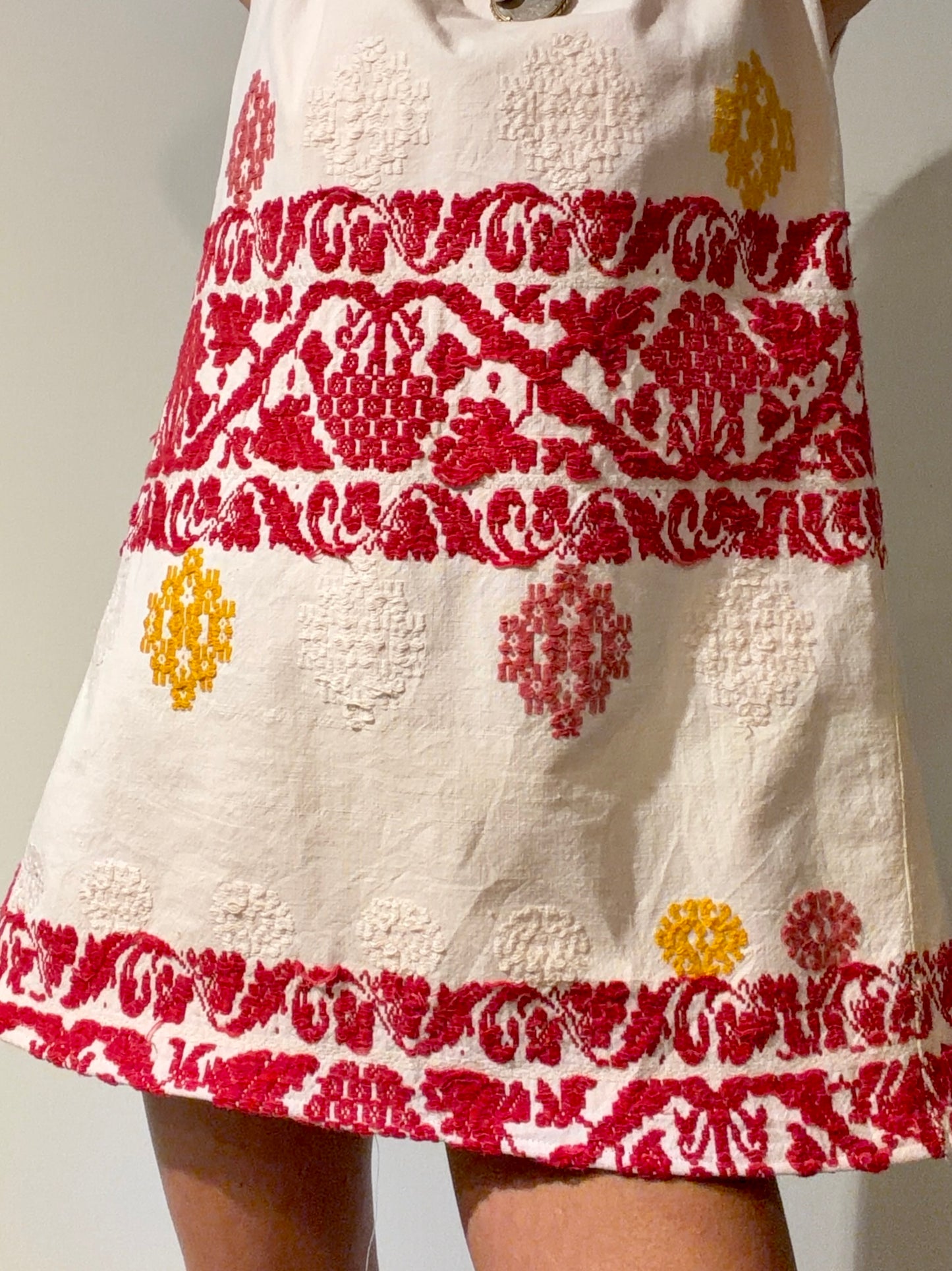 Embroidered Linen Mini Dress