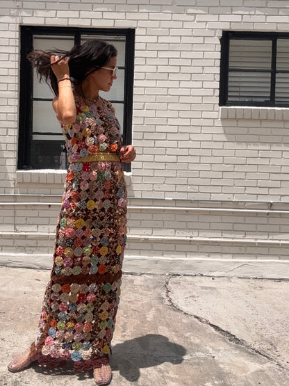 Yo-yo Maxi Skirt Set Brown Multi