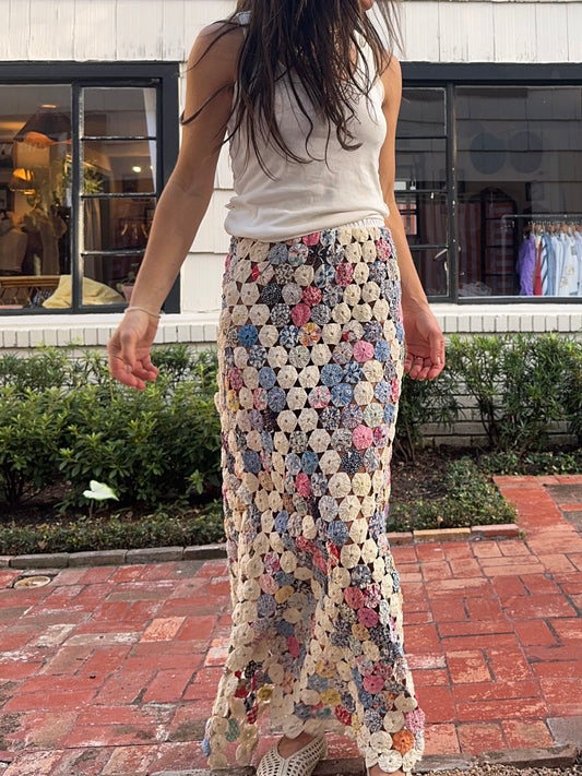 Cream/Pink Maxi YoYo Skirt