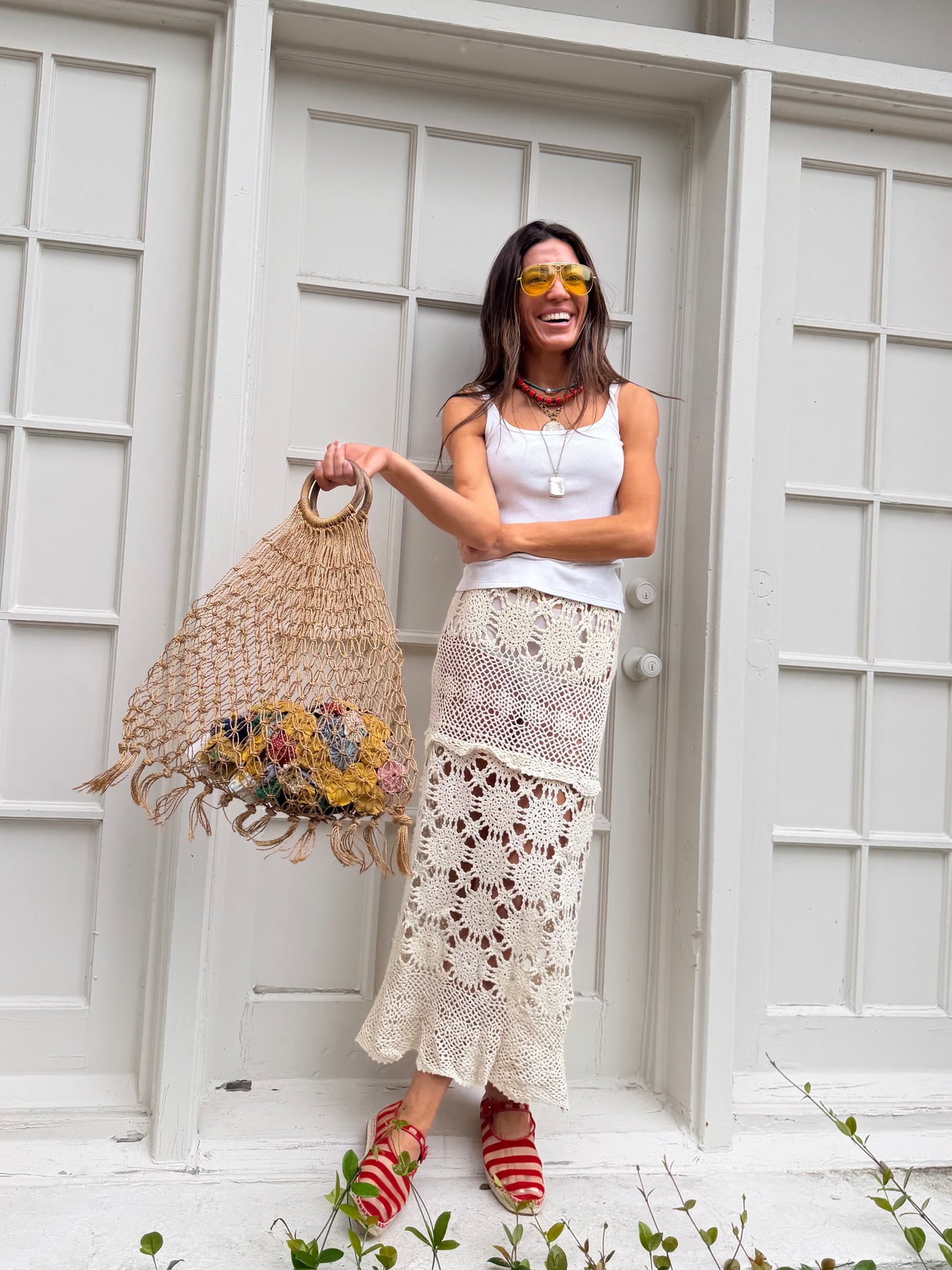 Mixed Crochet Maxi Skirt