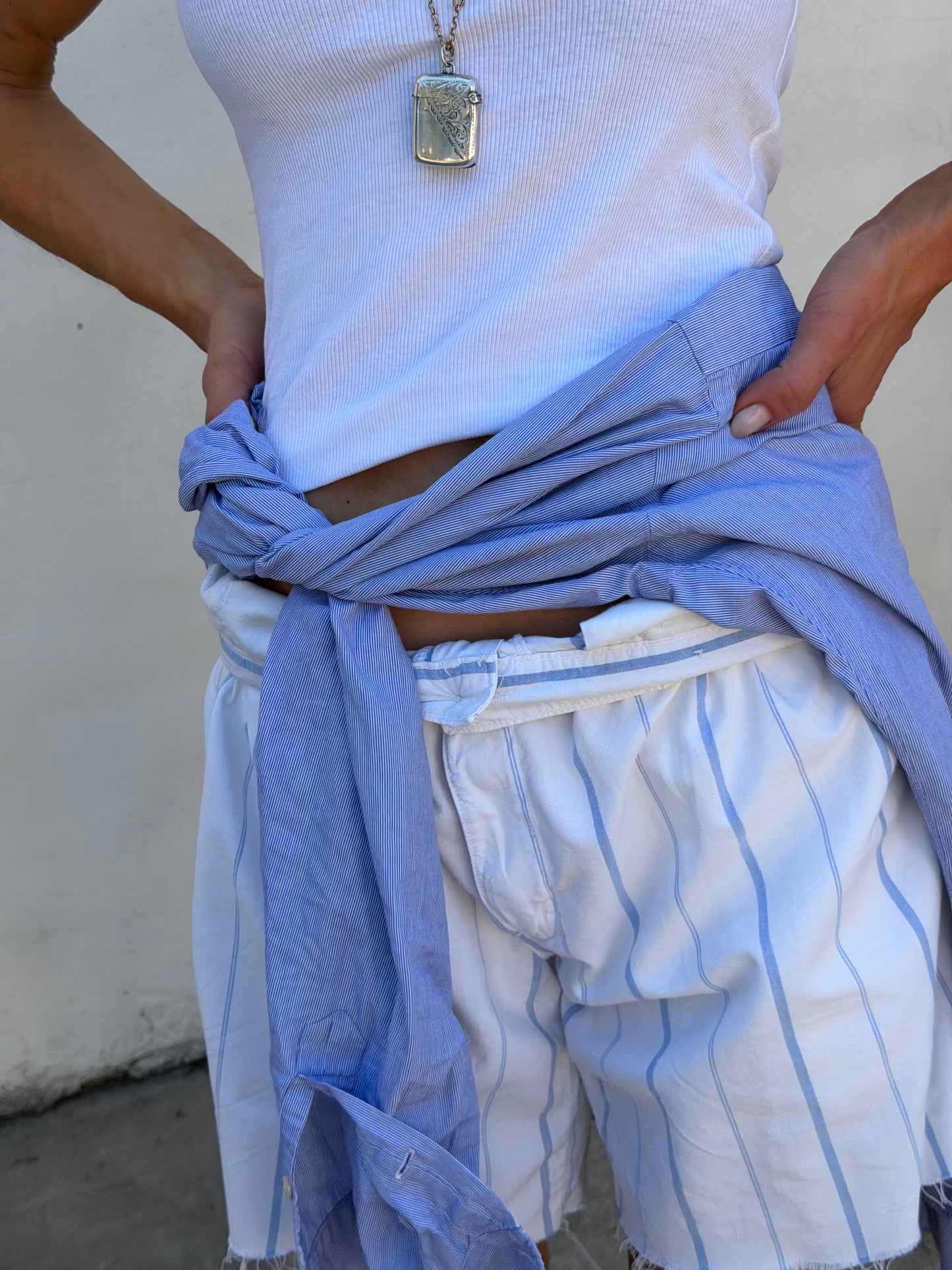 Ralph Lauren 80s Pleated Shorts in Blue/White Stripe