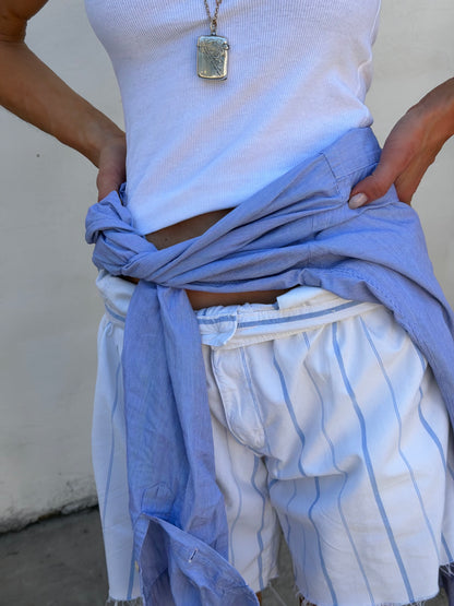 Ralph Lauren 80s Pleated Shorts in Blue/White Stripe