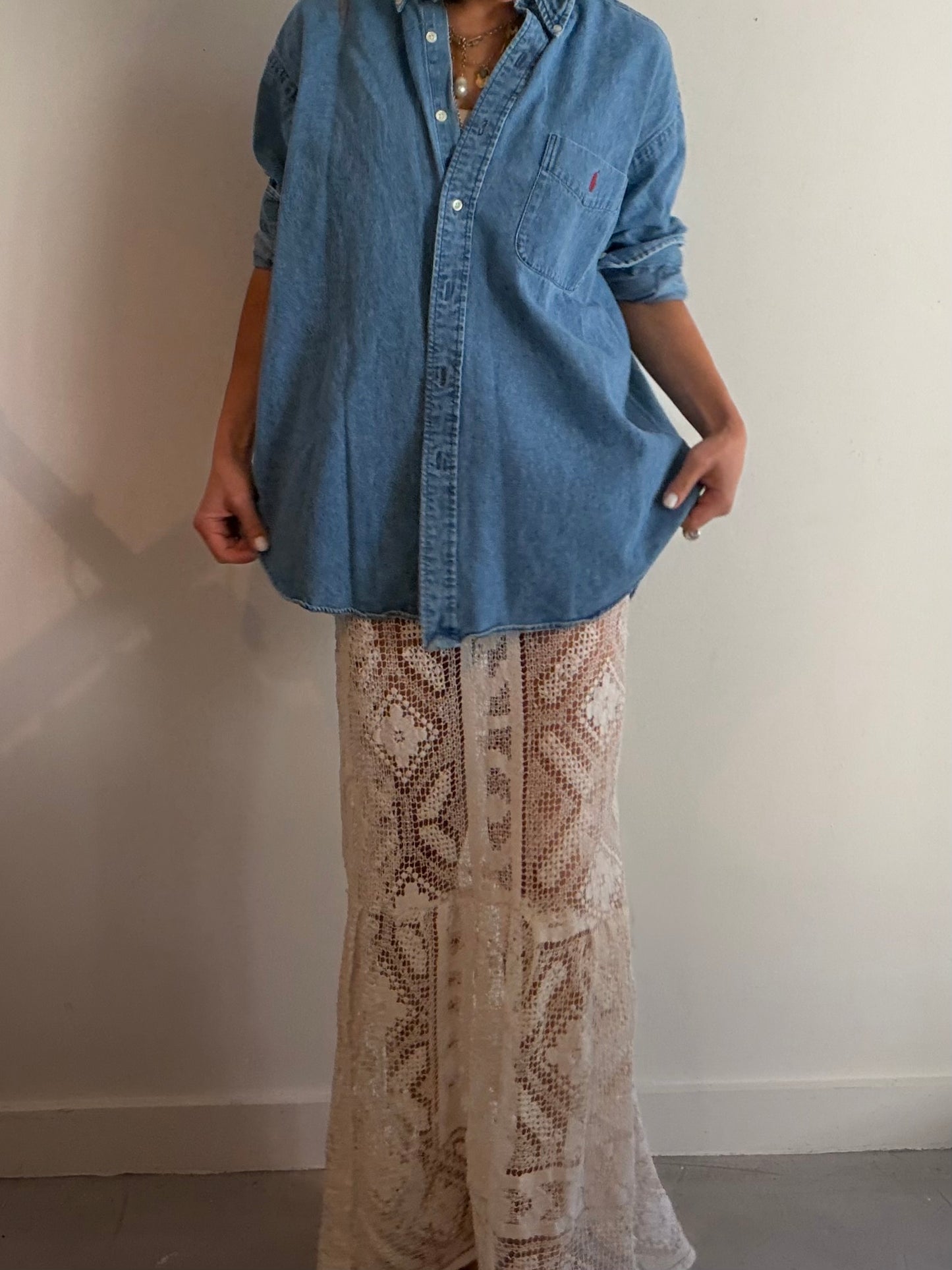 Lace Flounce Hem Skirt