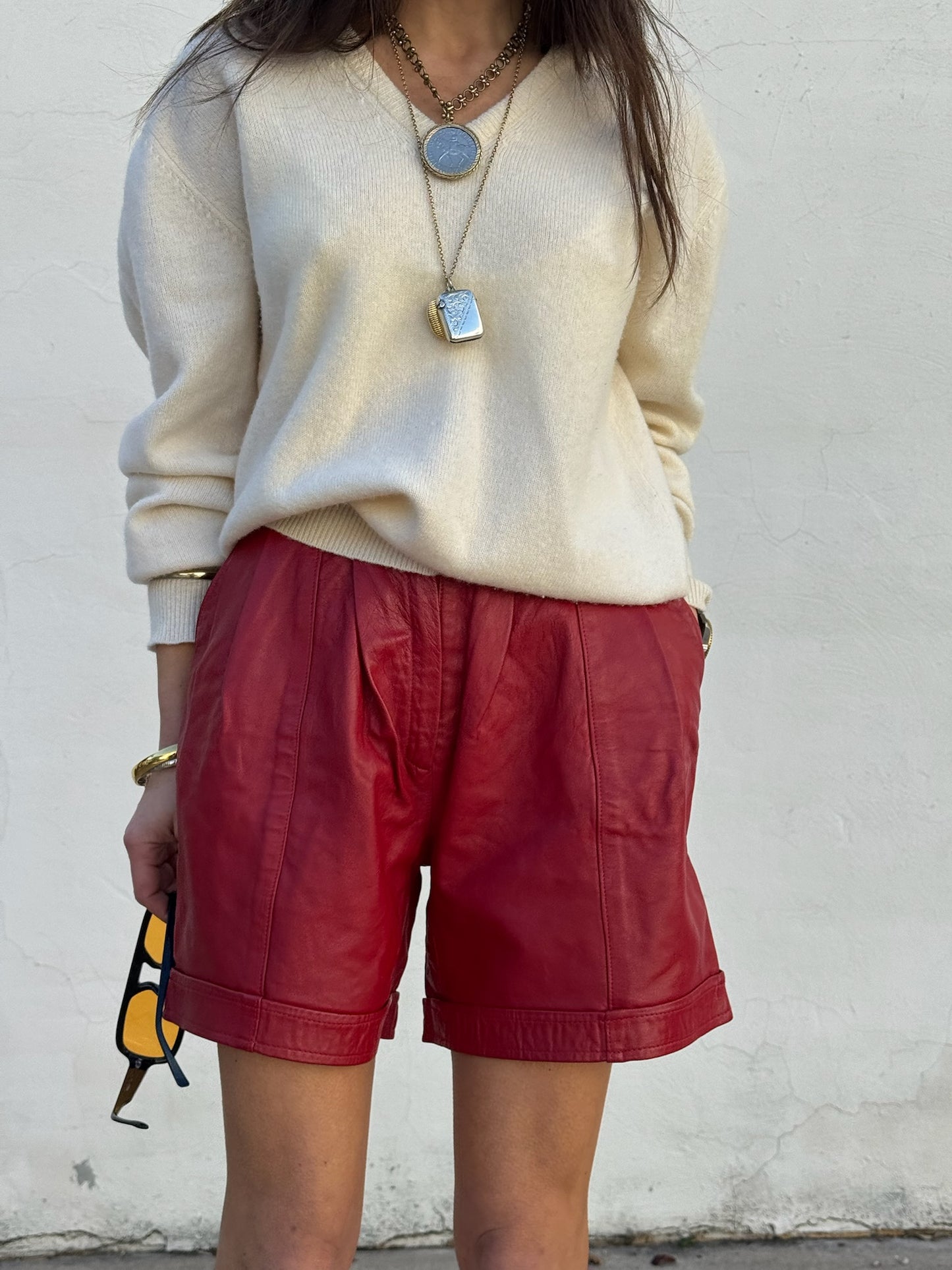 Red Leather Shorts