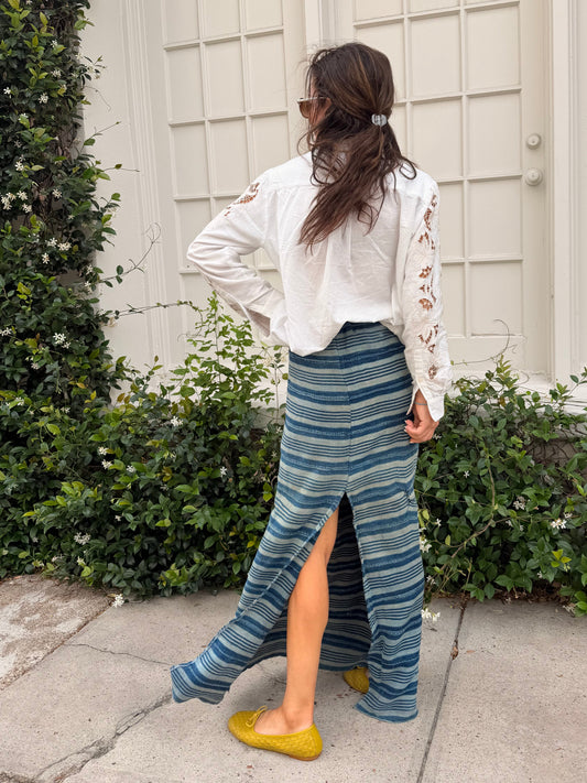 Indigo Stripe Baule Skirt