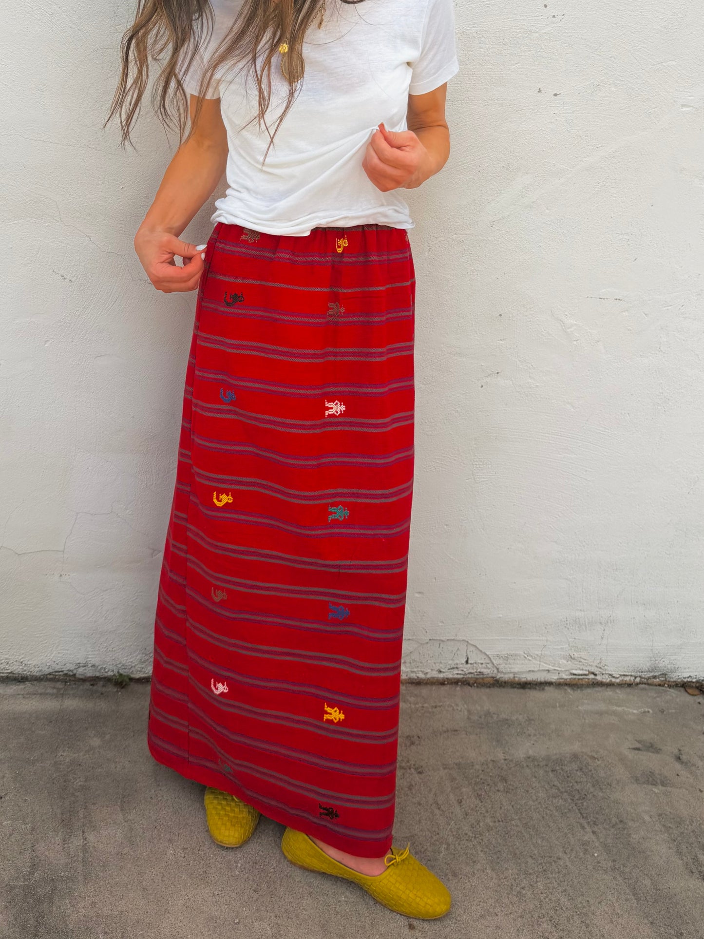 Red Guatemalan Maxi Skirt