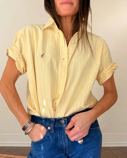 RL 90s Yellow Stripe Short Sleeve Oxford