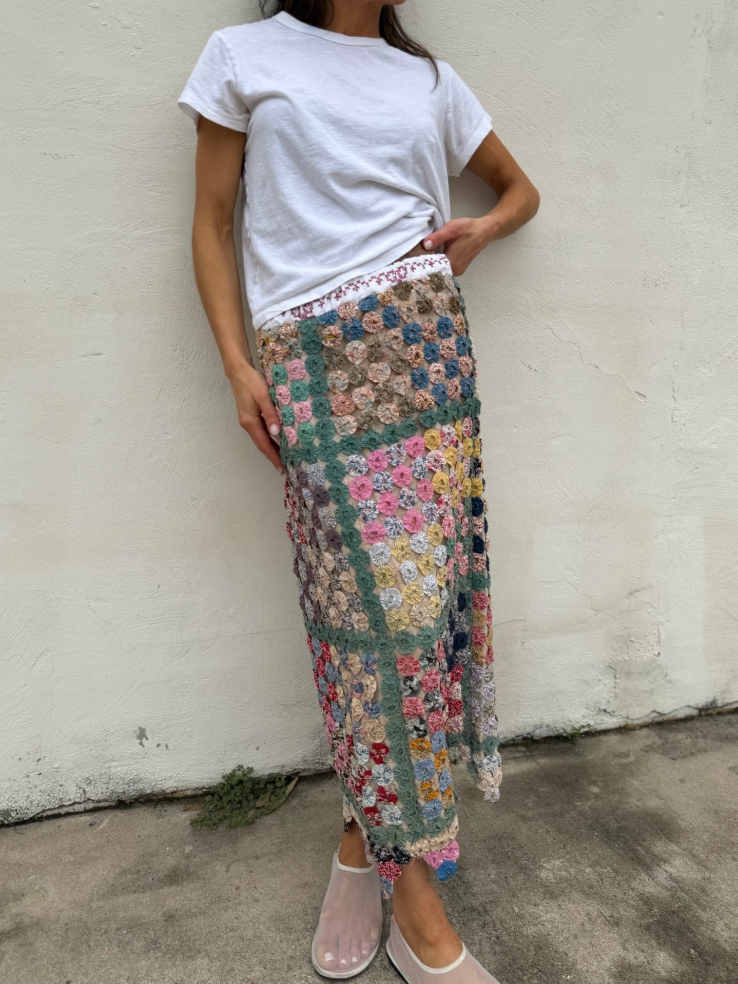 Yo-yo Ankle Length Skirt in Granny’s Garden
