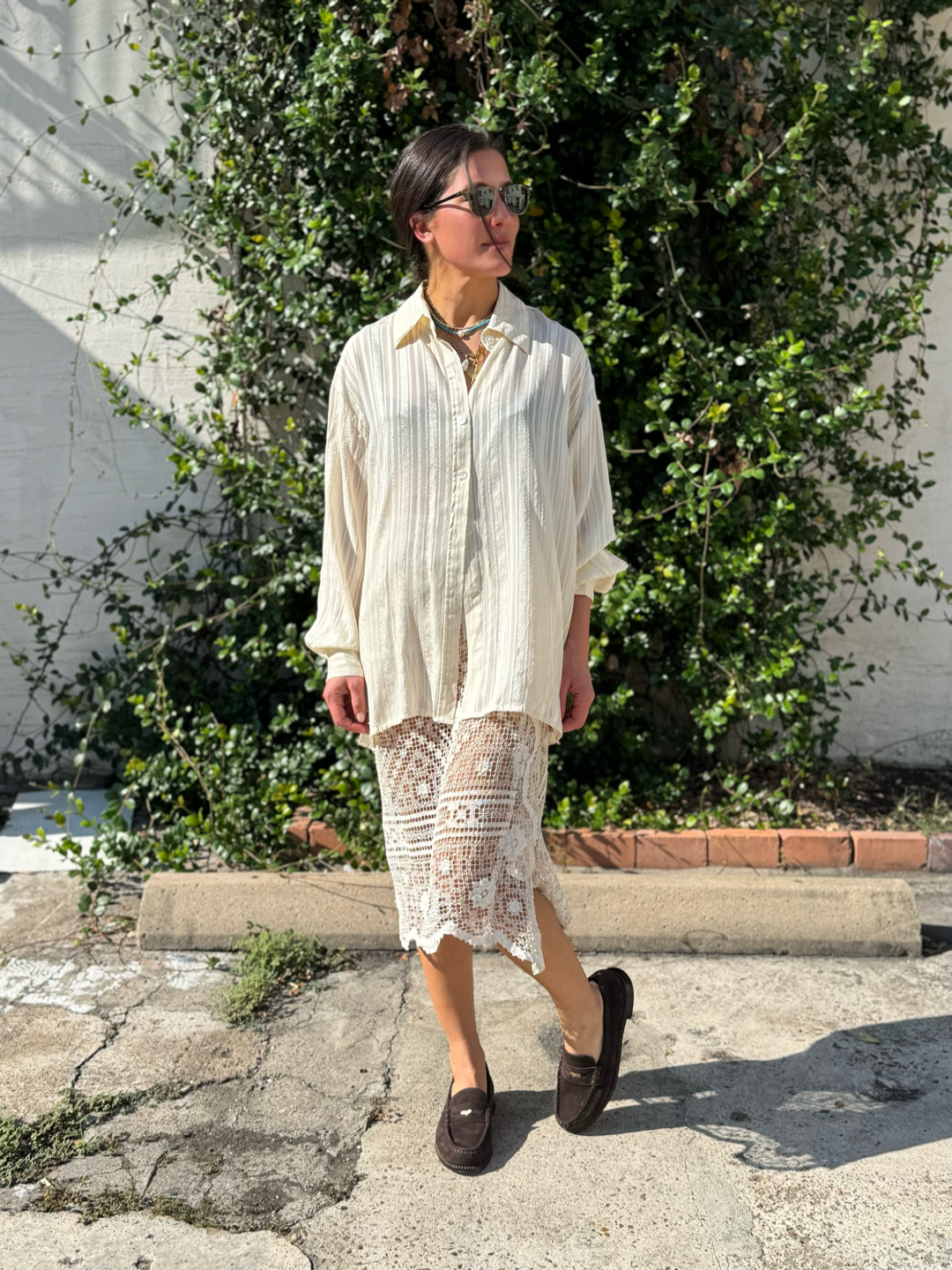 Lace Crochet Antique Midi Skirt