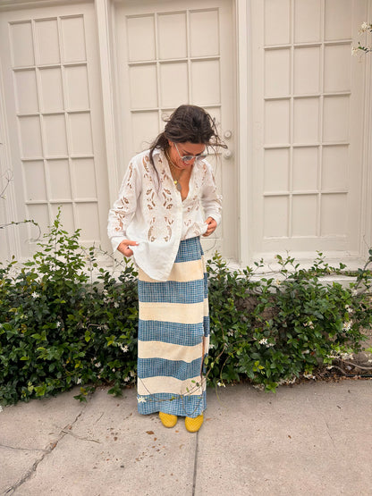 Denim Stripe Baule Skirt