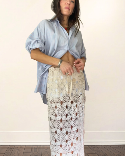 Drawstring Lace Maxi Skirt