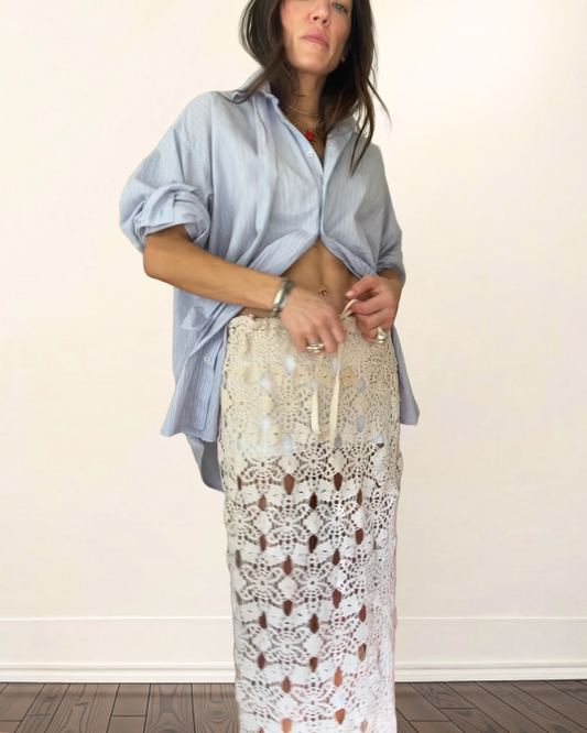 Drawstring Lace Maxi Skirt