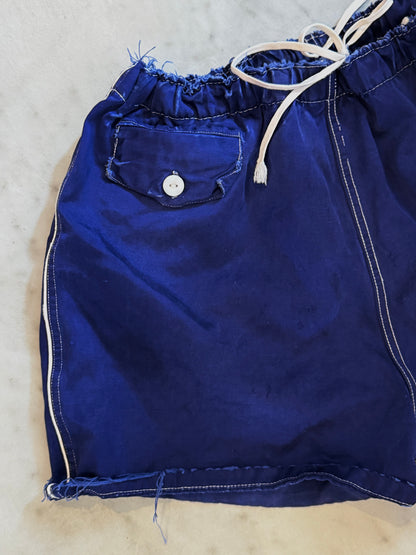Blue Side Stripe 70s Cotton Shorts