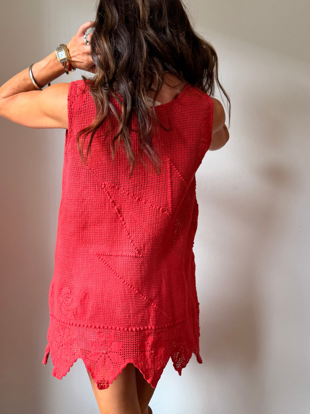Crochet Mini Dress Tomato