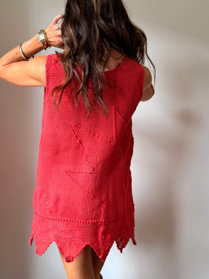 Crochet Mini Dress Tomato