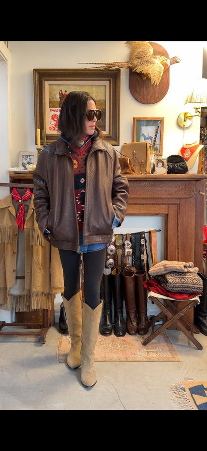 Brown Pebbled Leather Bomber