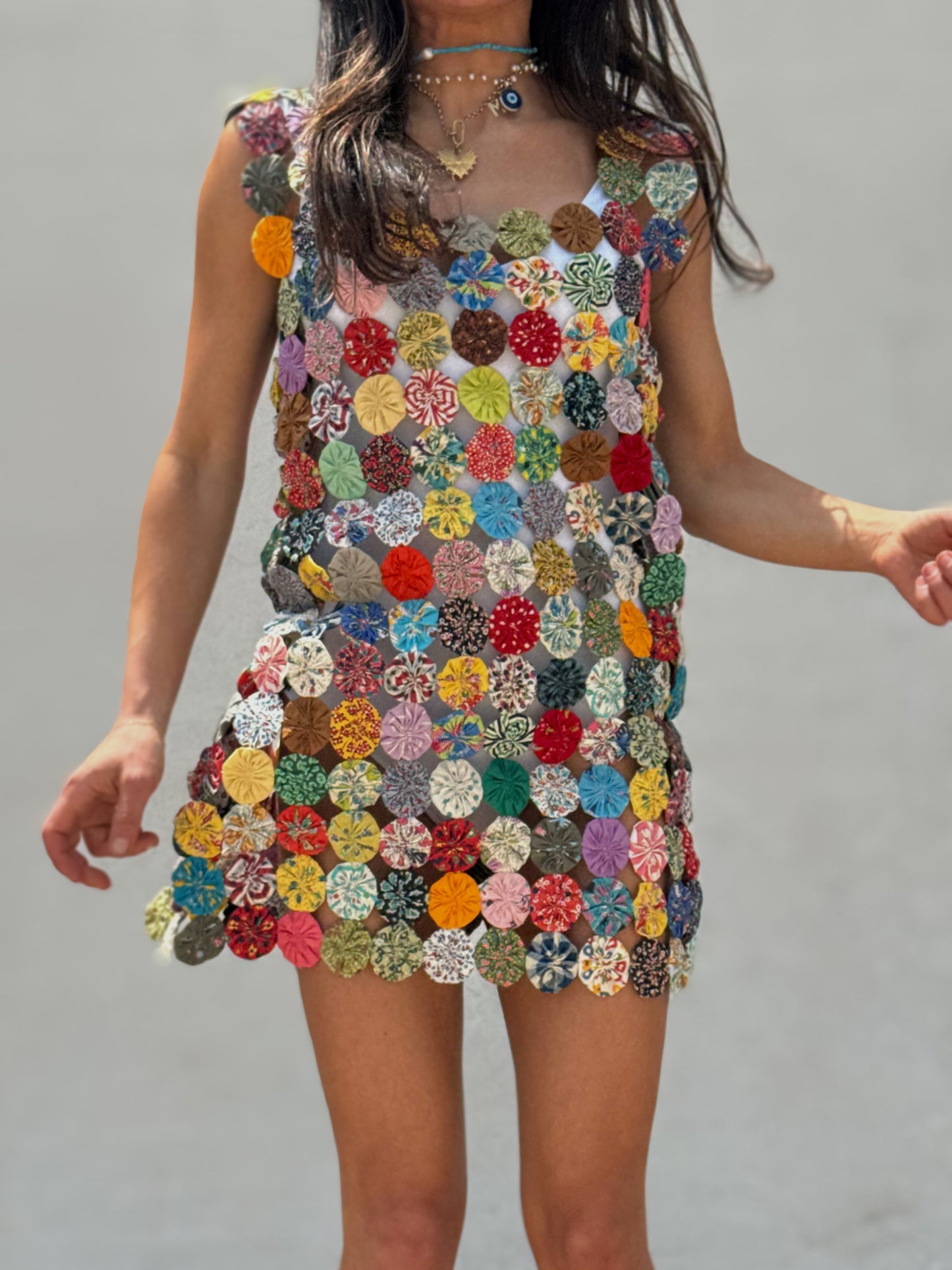 Yo-yo Mini Dress in Multi