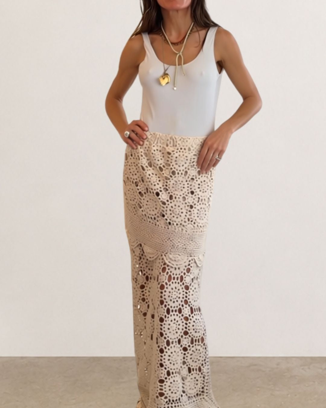 Double Layer Crochet Maxi Skirt