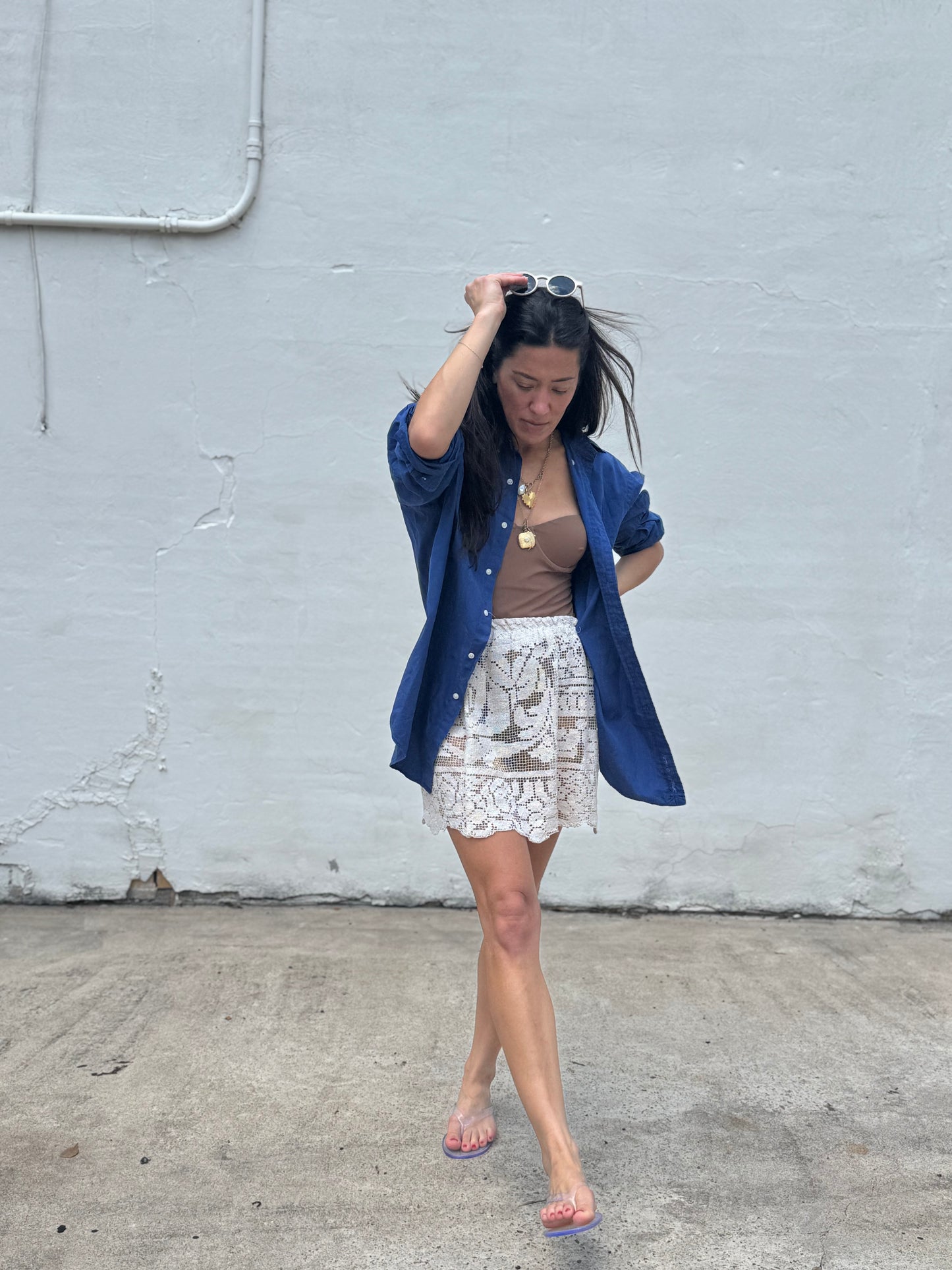 Lace Mini Skirt Ecru