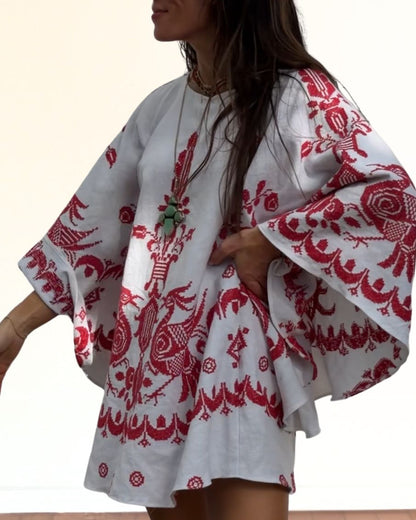 Hungarian Embroidered Cape Dress