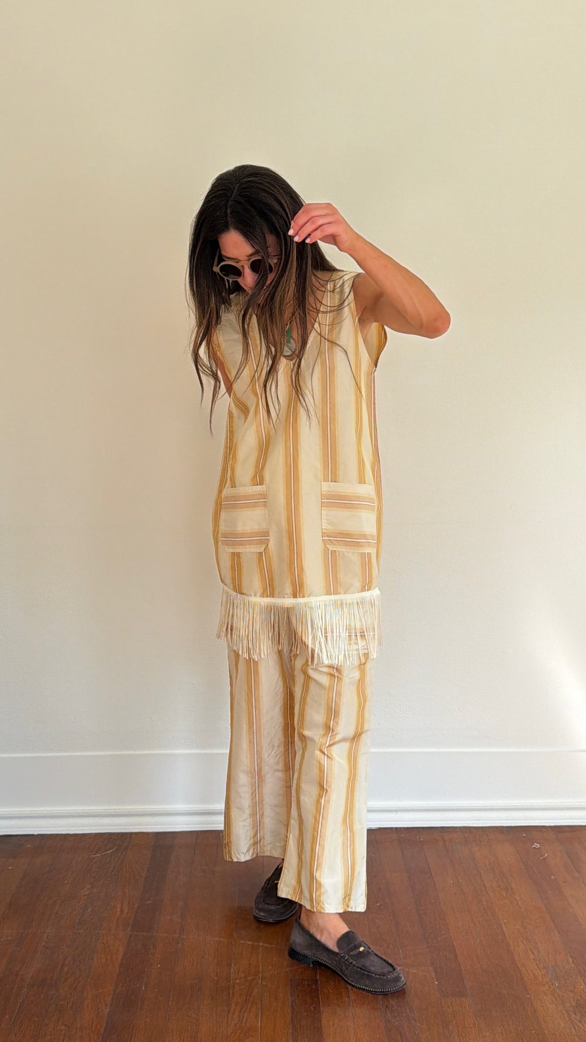 Tan Fringe Mini Dress