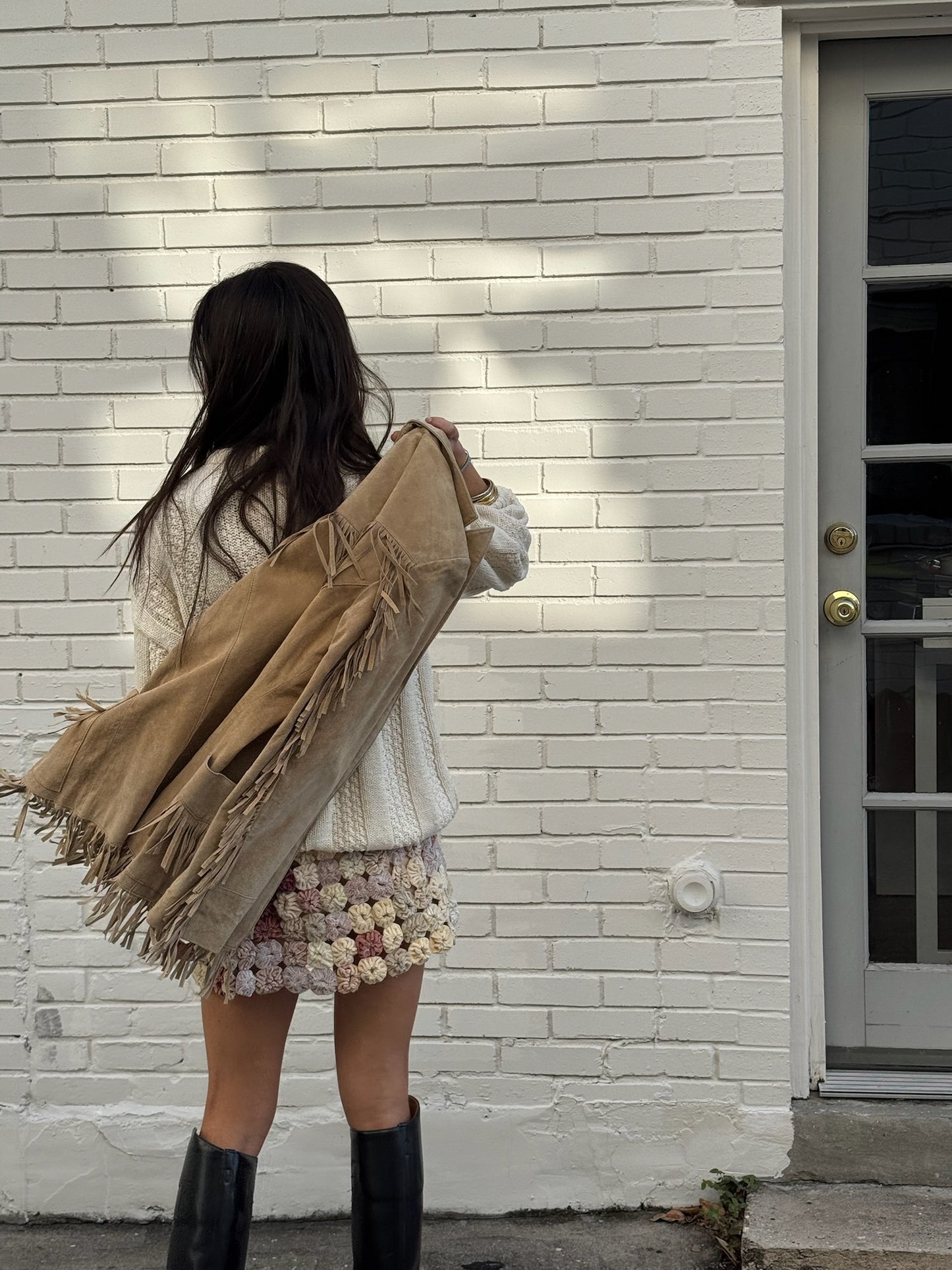 Light Tan Suede Fringe Jacket