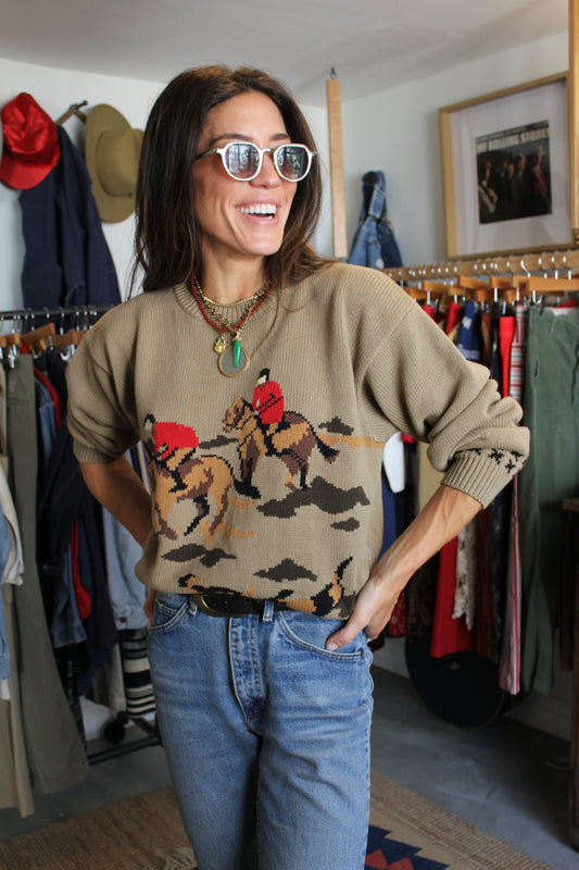 90s Cotton Fox Hunt Knit