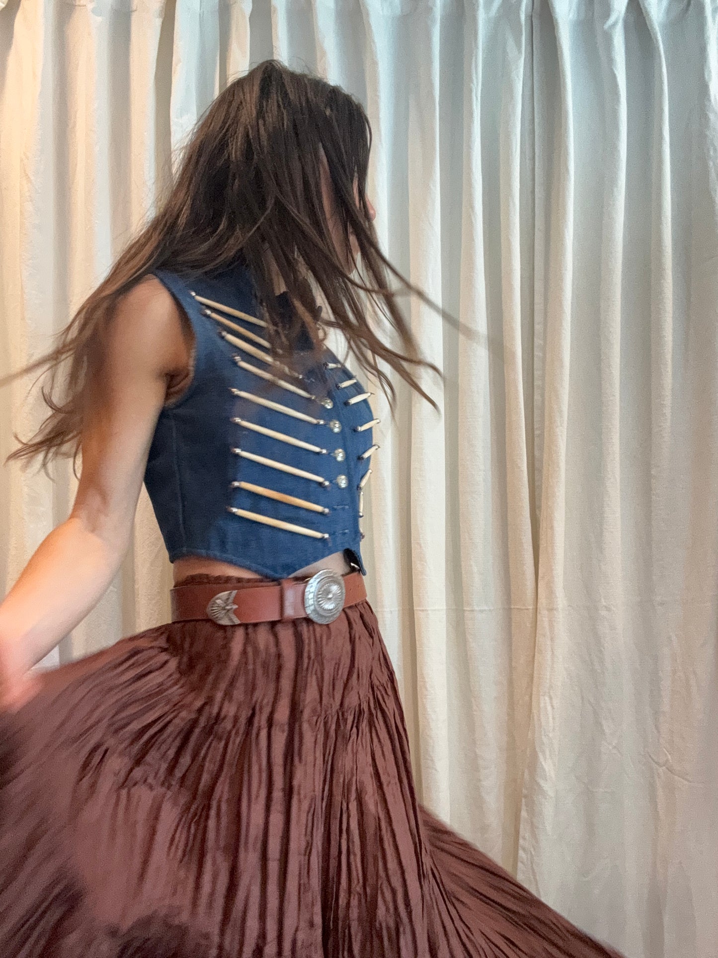 Denim and Bone Fitted Vest