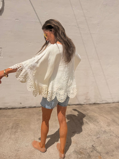 Crochet Trim Cape Top