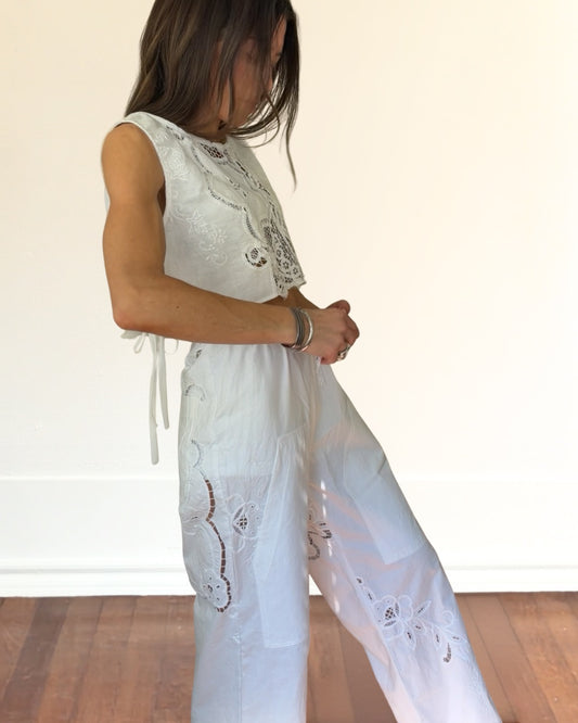 White Cutwork Lace Pants