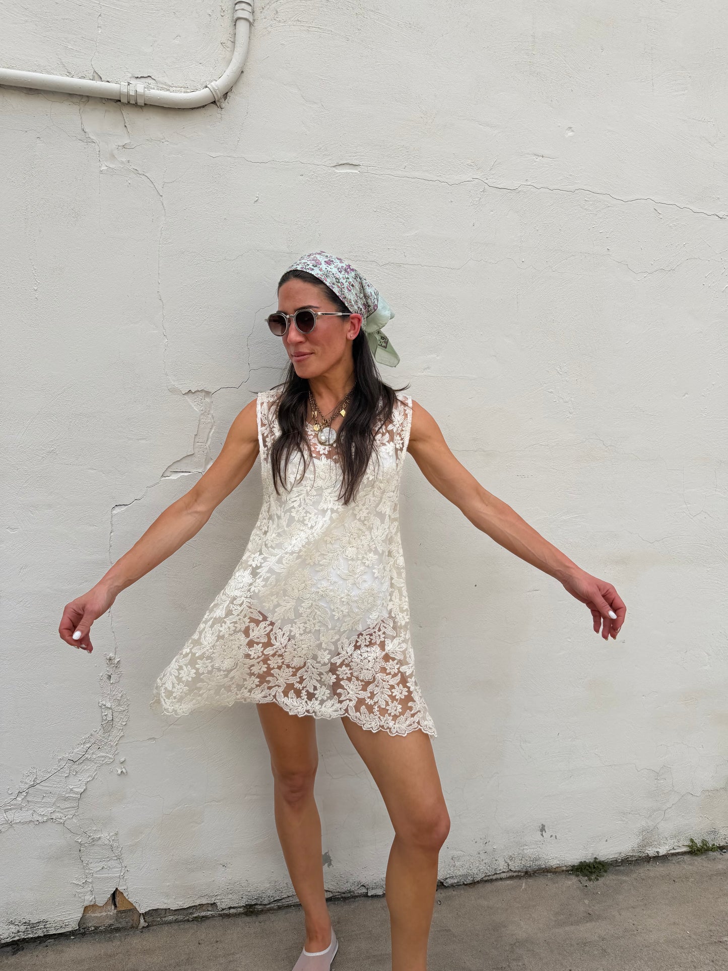 Lace Sheer Mini Dress