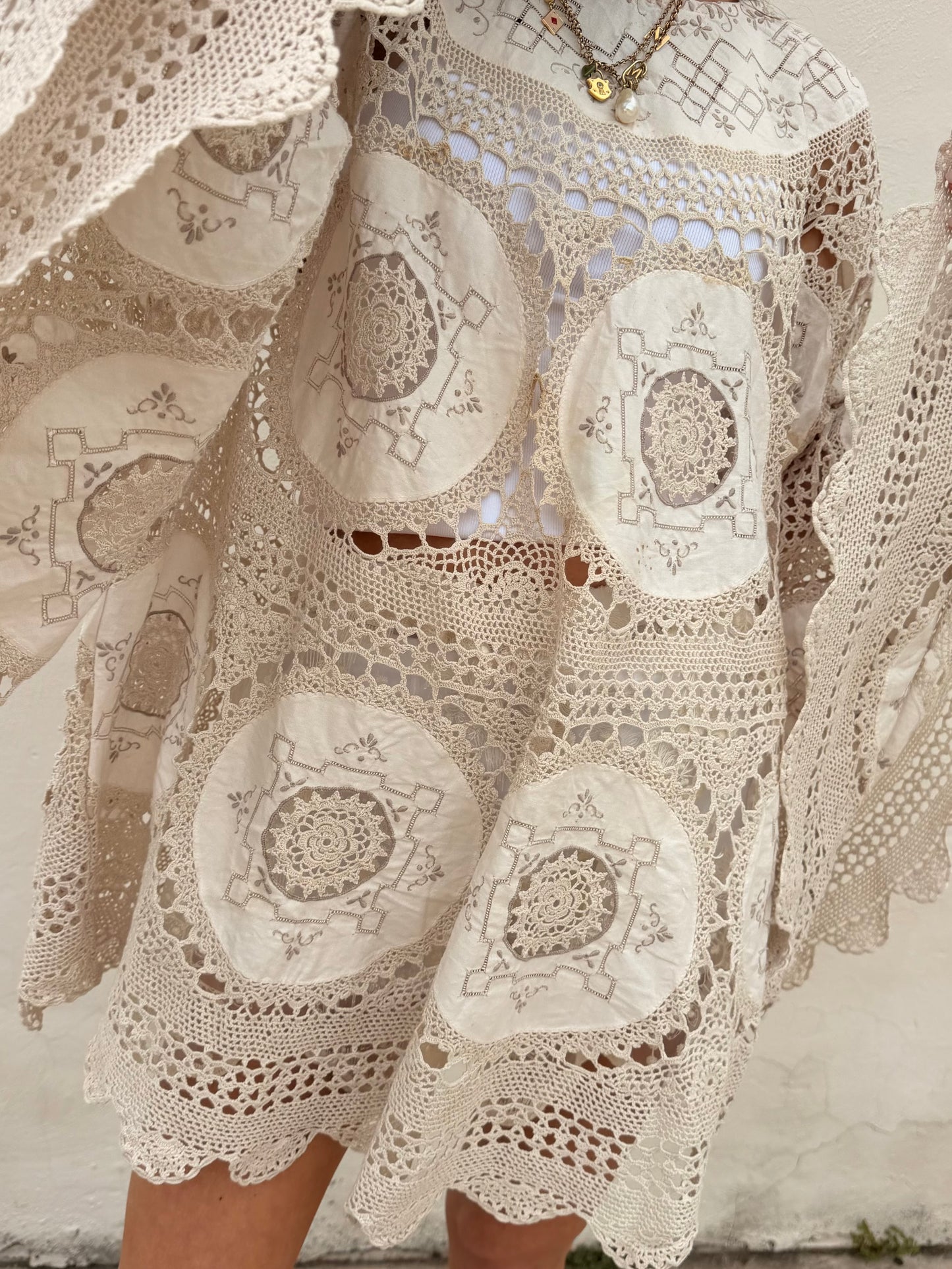 Crochet Cape Dress Ecru