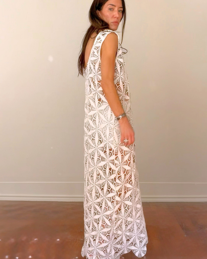 Crocheted Lace Long Dress