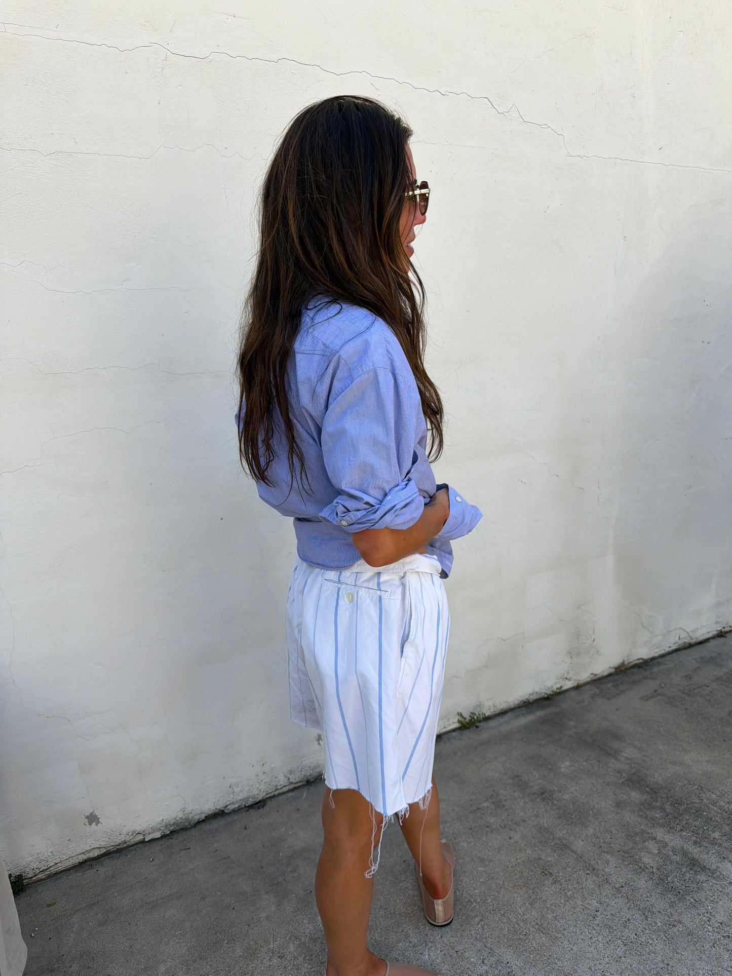 Ralph Lauren 80s Pleated Shorts in Blue/White Stripe