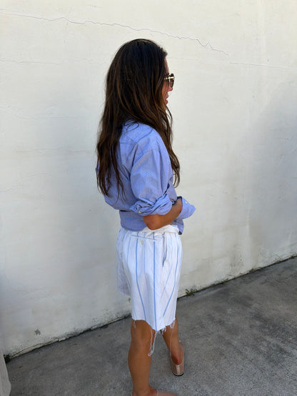Ralph Lauren 80s Pleated Shorts in Blue/White Stripe