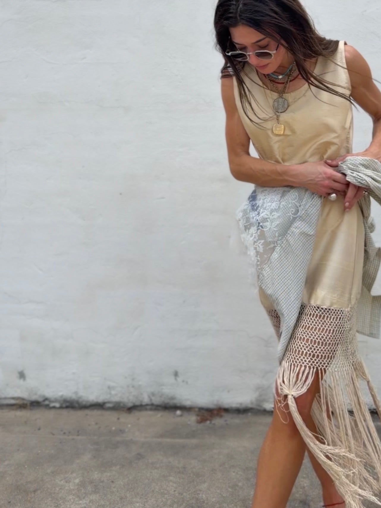 Silk Antique Knotted Fringe Dress