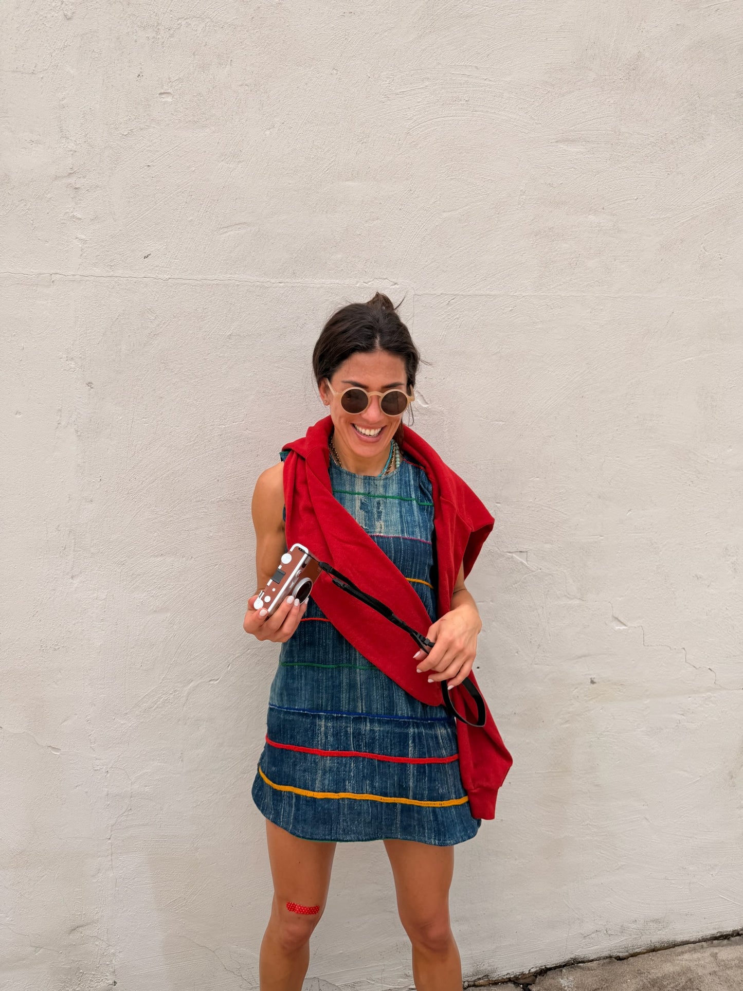 Lightweight Indigo Mini Dress Primary Stripes