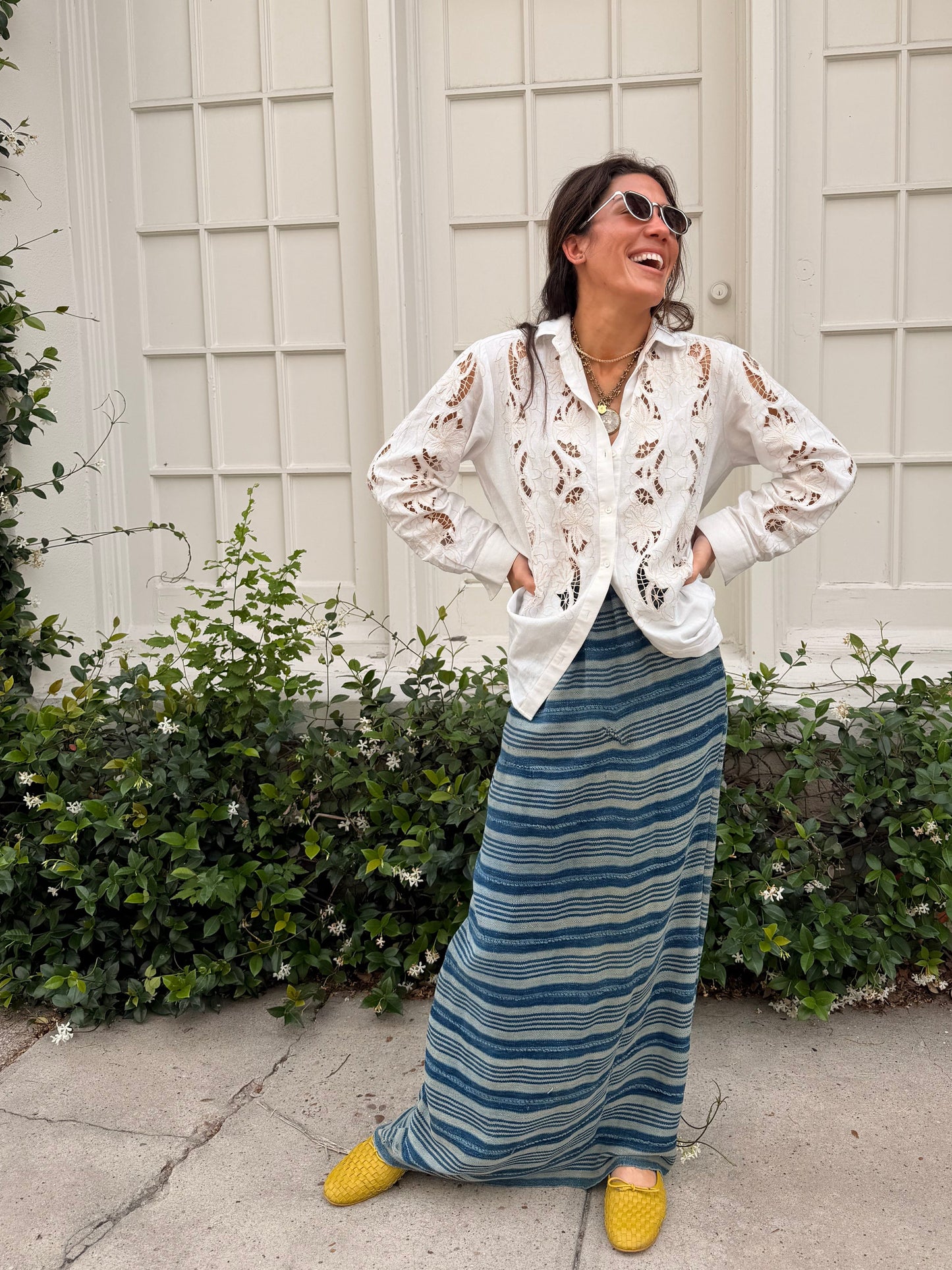 Indigo Stripe Baule Skirt