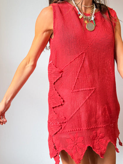 Crochet Mini Dress Tomato