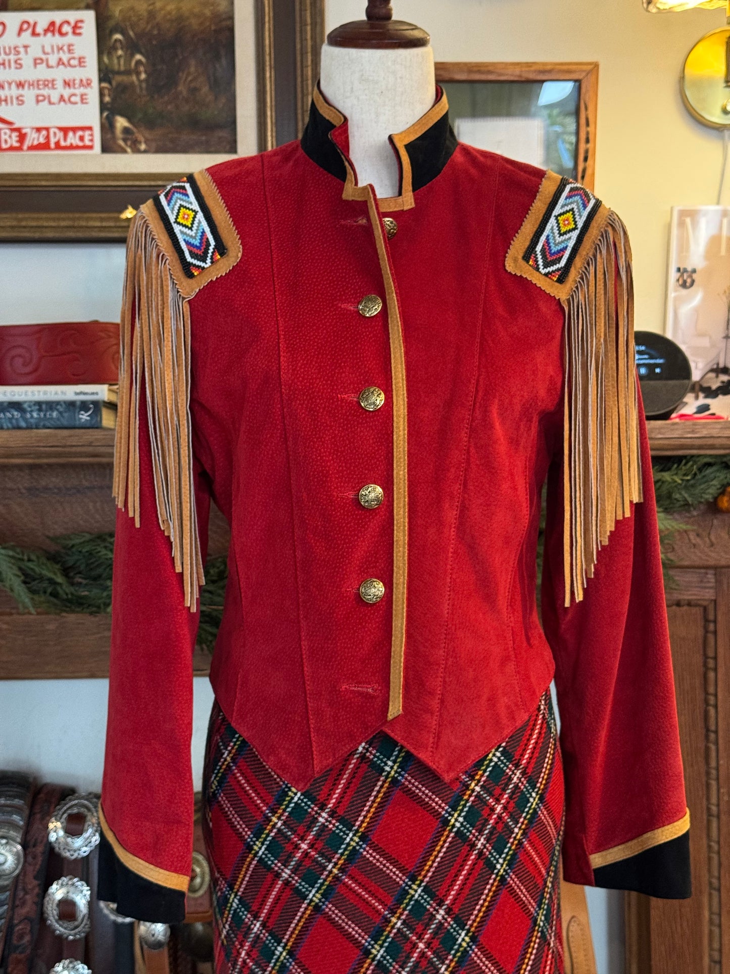 Suede Red Military Jacket